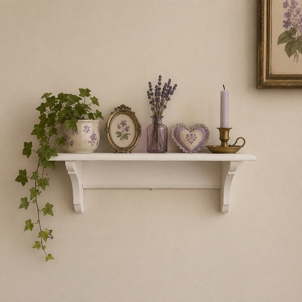 Vtg Wooden Wall Display Shelf Cottage Farmhouse Trinket 18" granny witch plant